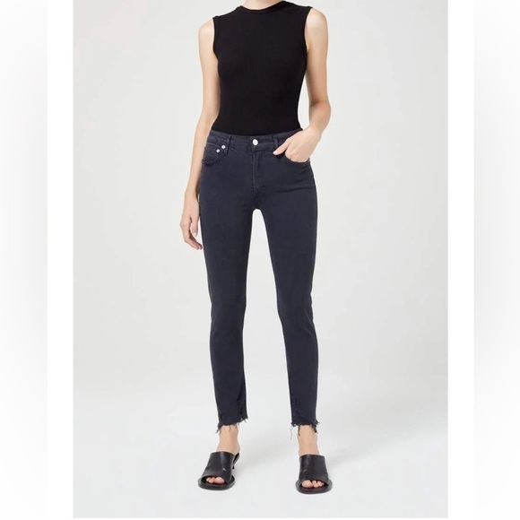 AGOLDE Toni Mid Rise Straight Jeans Feral Wash hem distressing Size 29 - Picture 1 of 12